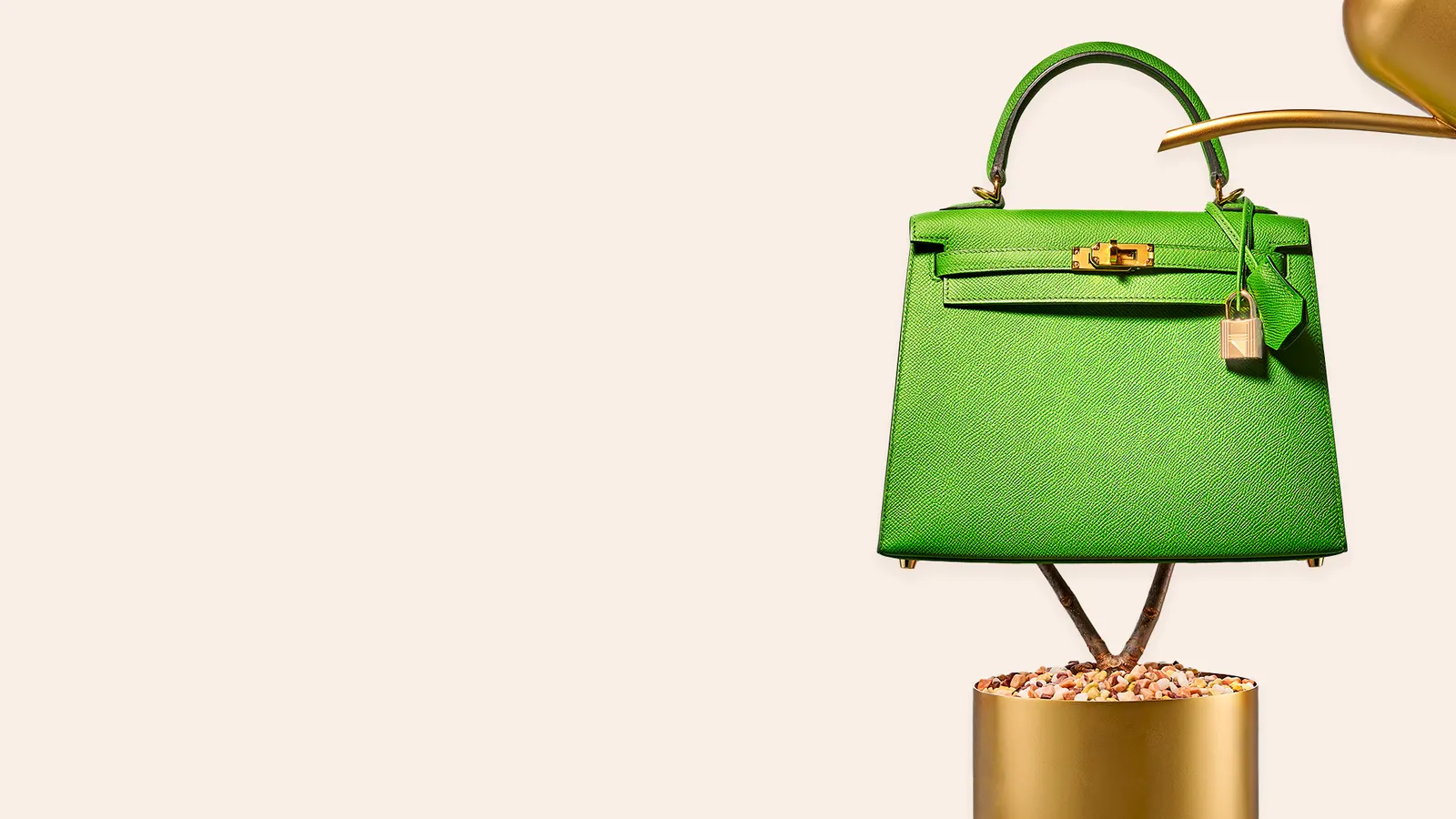 A green Hermès Birkin handbag